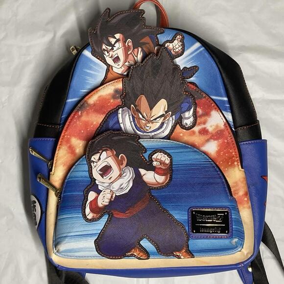 Loungefly Dragon Ball Z Triple Pocket Mini Backpack Goku Vegeta Gohan